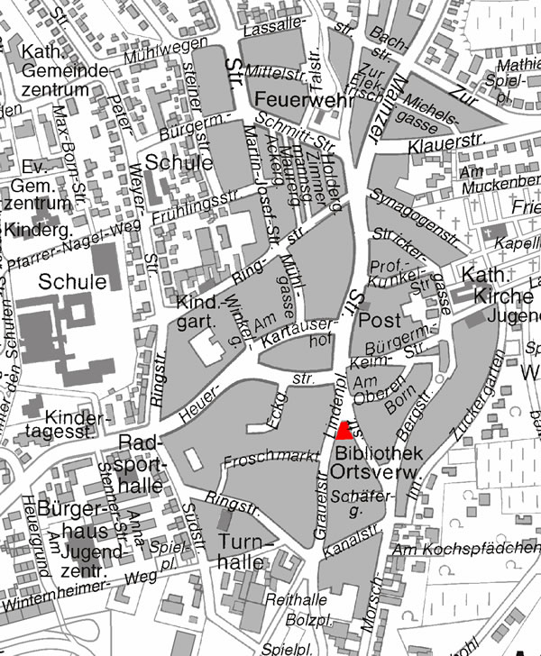 Bild: Ortsplan zur Ortsverwaltung in der Morschstraße 1 (rote Makierung)